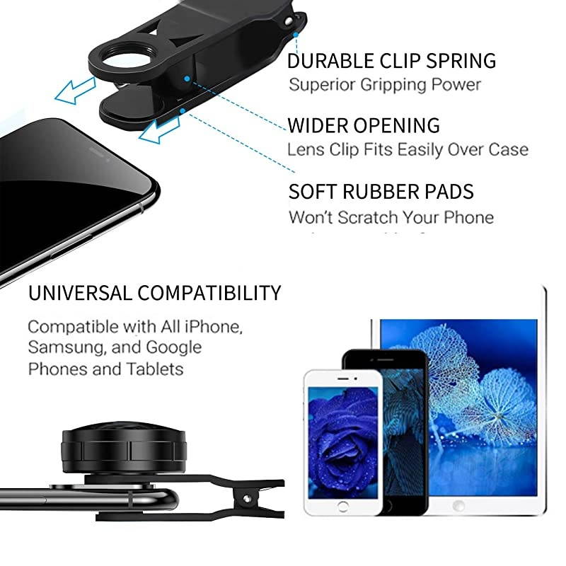 Lens Kit Phone Camera Lens 9 in 1 Zoom Telephoto Lens+198&deg; Fisheye +035X Super WideAngle + 20X Macro Lens + 063X Wide Lens + CPL +Kaleidoscope Lens +Starburst for Samsung Android Smartphone