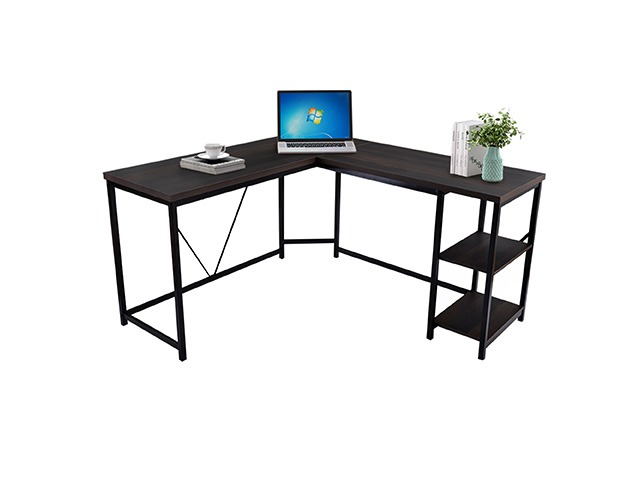 L-Shaped Computer Desk, Corner Desk, 59.1"L x 19.7"W x 30.7"H Writing Study Workstation with Shelves for Home Office, Gaming Table, Space-Saving, Easy to Assemble, Industrial, Brown,GT77