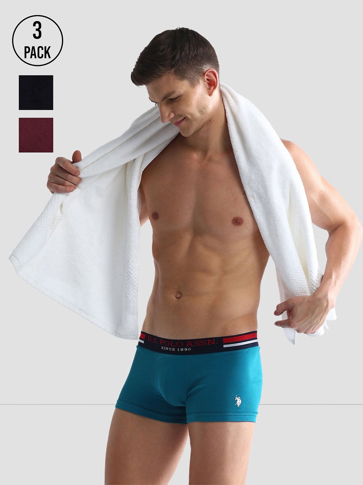 U.S. Polo Assn. Multicolor Regular Fit Trunks - Pack of 3