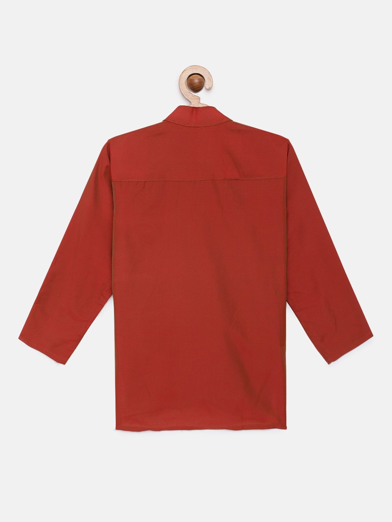 THANGAMAGAN Kids Rust Solid Full Sleeves Kurta