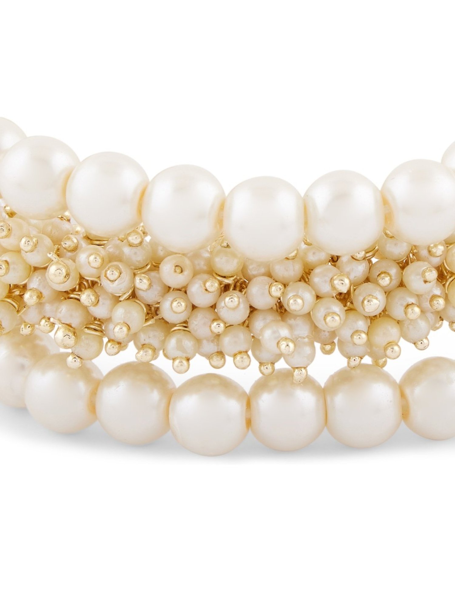 Zaveri Pearls Gold Tone Multistrand Cluster Pearls Ethnic Bracelet-ZPFK14610