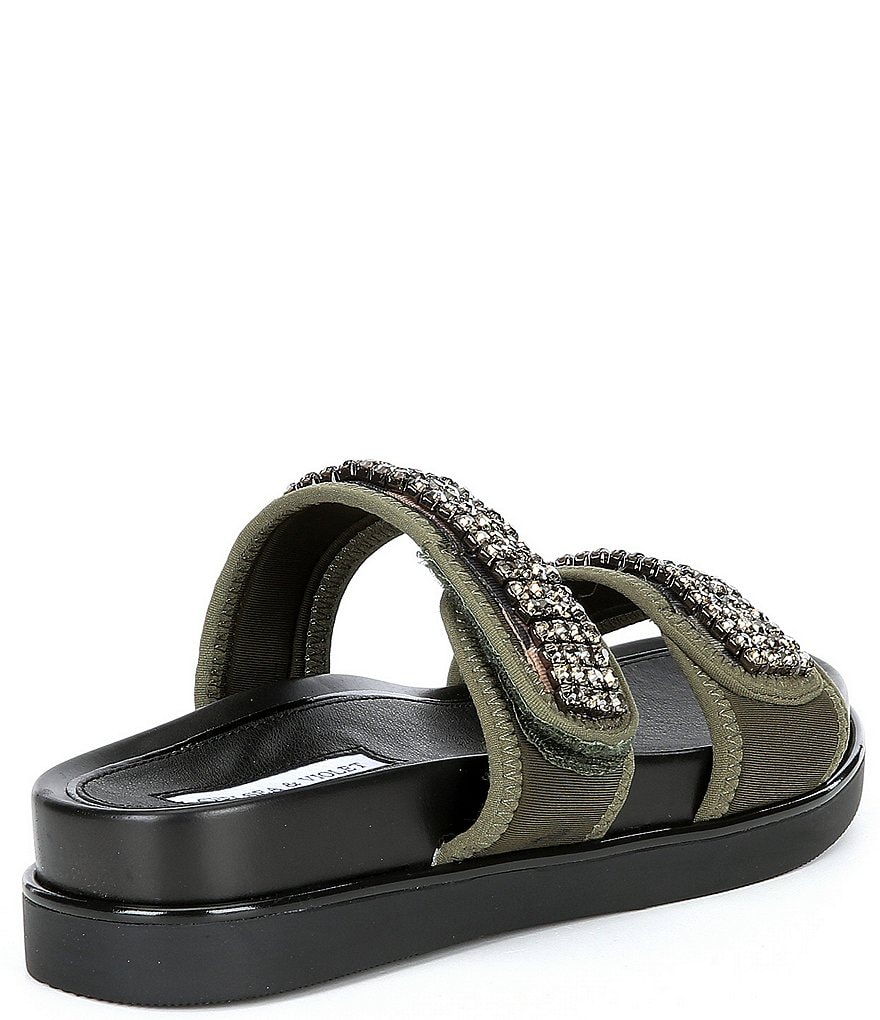 Chelsea & Violet Alici Camo Rhinestone Two-Banded Flatform Sandals