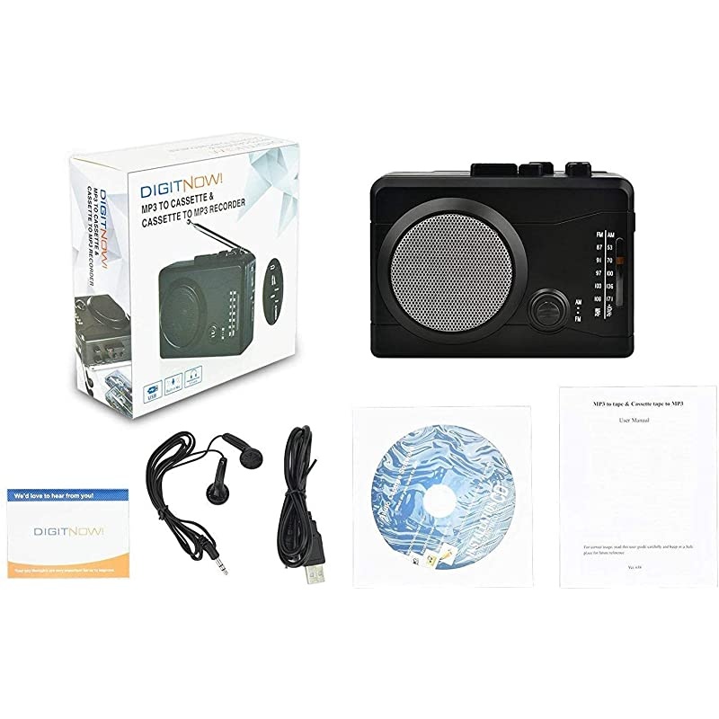 USB Cassette Player Personal Audio Recorder with Speaker, Radio Recording Cassette Tape to Digital MP3 Converter