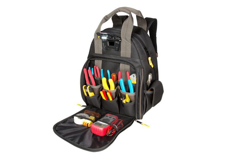 CLC L255 Tech Gear 53-Pocket Dual Compartment LED Lighted Tool Storage Backpack