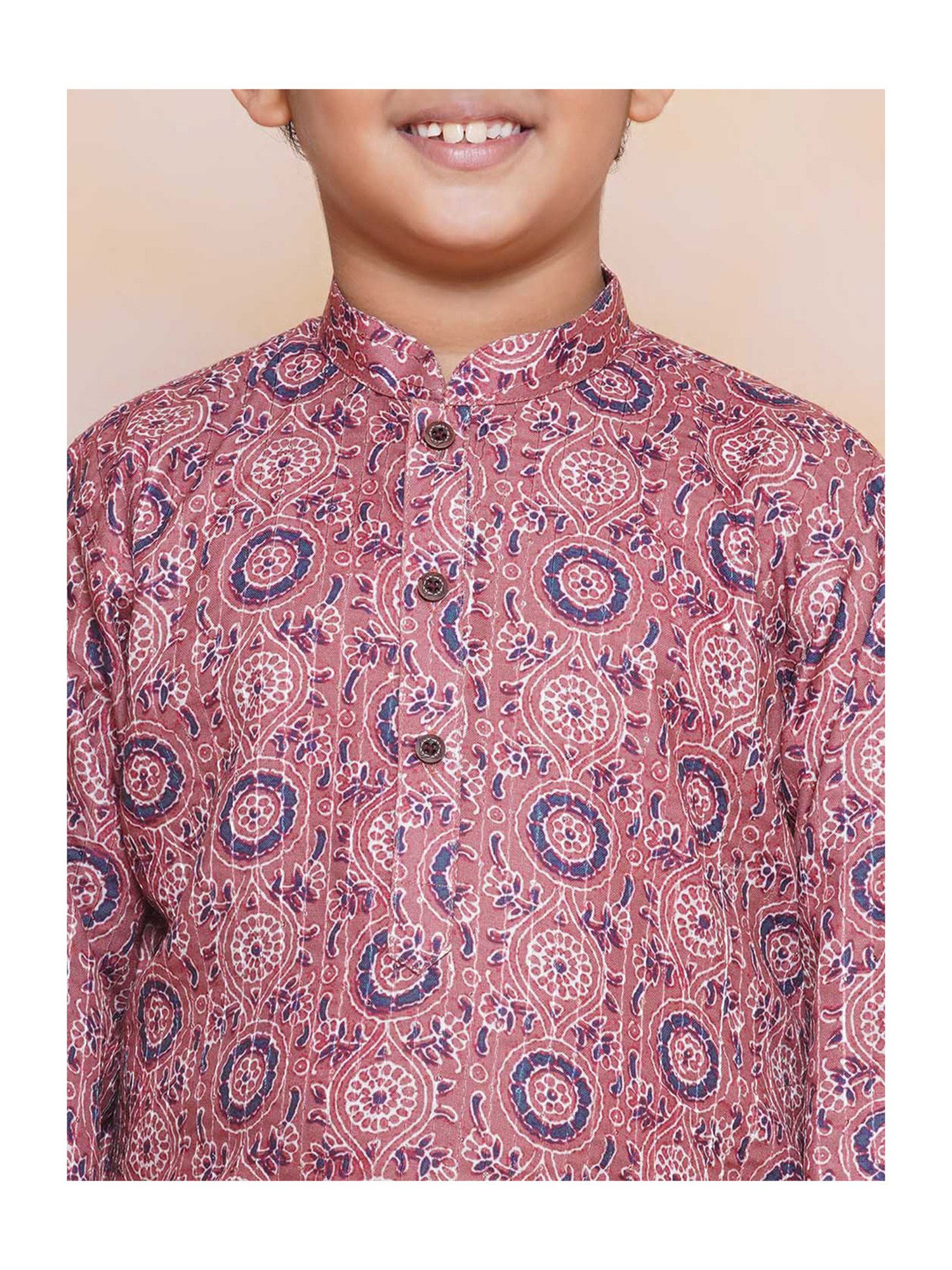 AJ Dezines Kids Purple & White Printed Full Sleeves Kurta with Pyjamas