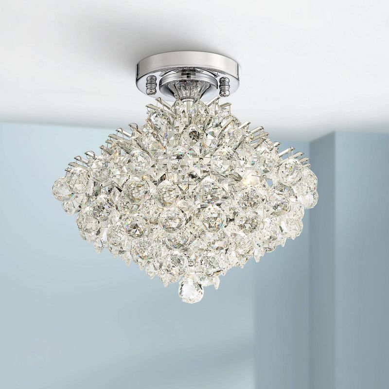 Vienna Full Spectrum Essa 12" Wide Chrome and Crystal 3-Light Ceiling Light