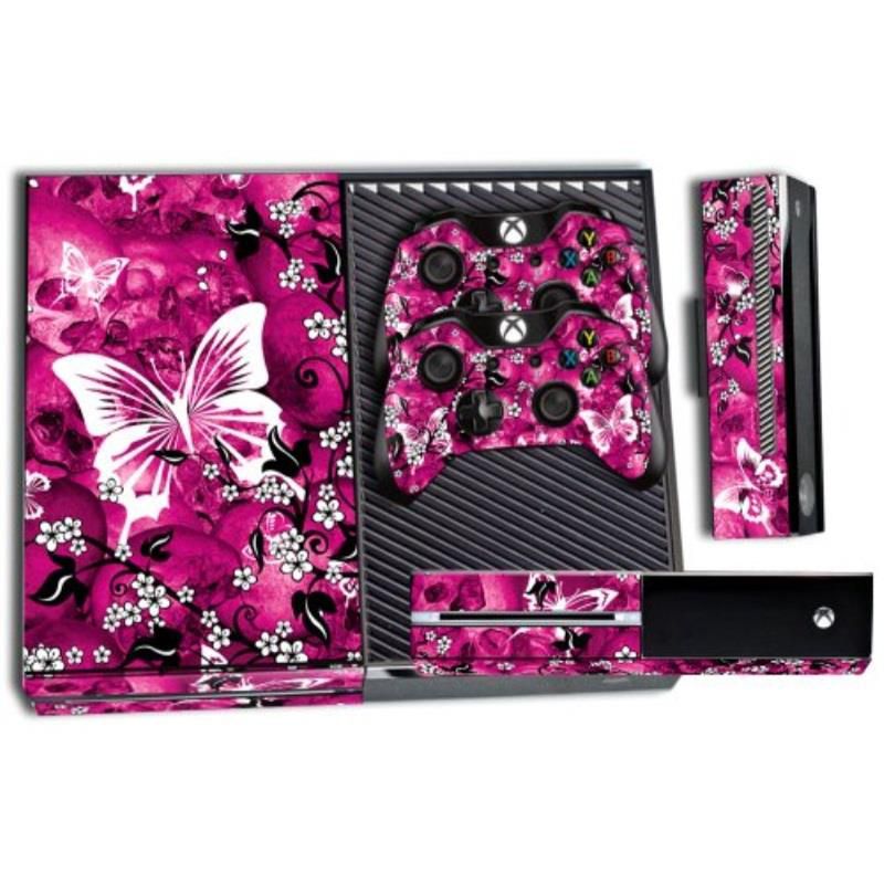 Microsoft Xbox ONE  Console Skin plus 2 Controller Skins - Pink Butterflies