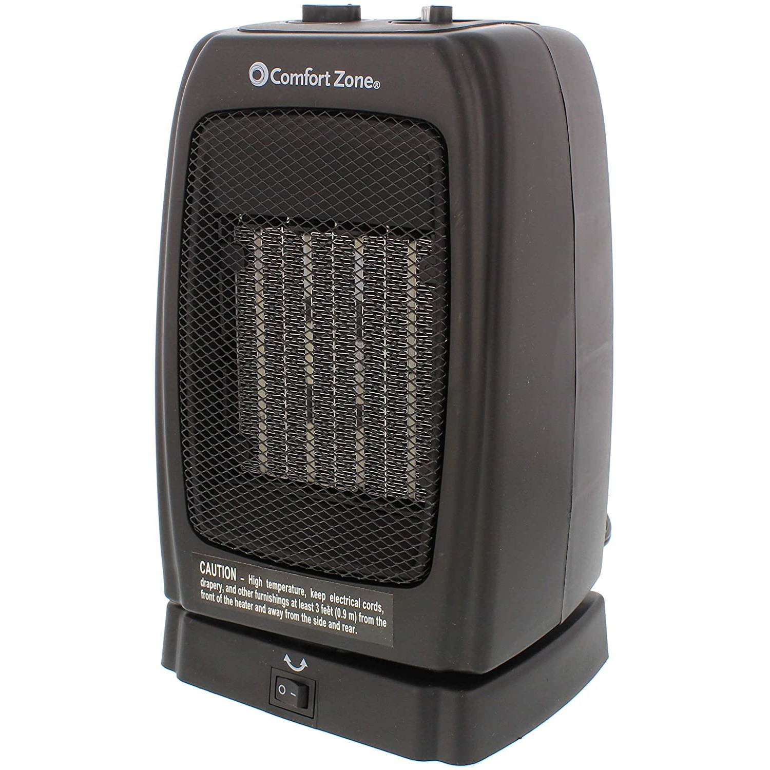 Comfort Zone CZ448 Oscillating Portable Ceramic Space Heater with 2 Heat Settings and Fan-Only Function