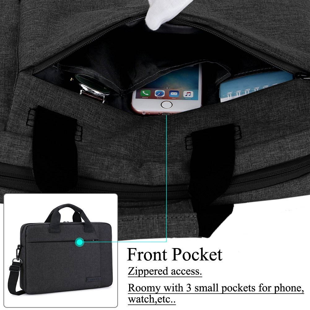 BRINCH Laptop Bag 13.3 Inch, Stylish Fabric Laptop Messenger Shoulder Bag Case Briefcase for 13 - 13.3 Inch Laptop / Notebook / MacBook / Ultrabook / Chromebook Computers (Black)