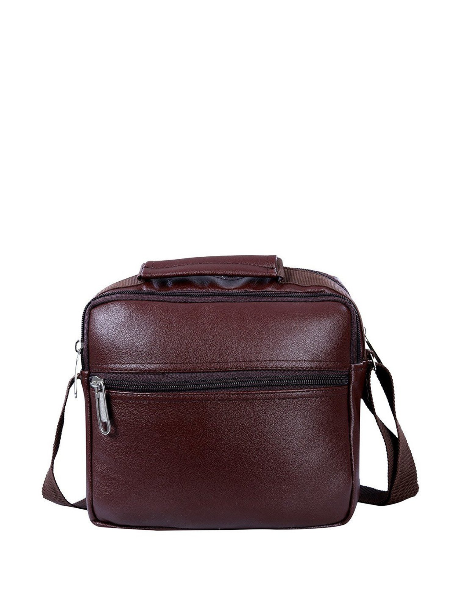 Leather World Brown Solid Medium Cross Body Bag