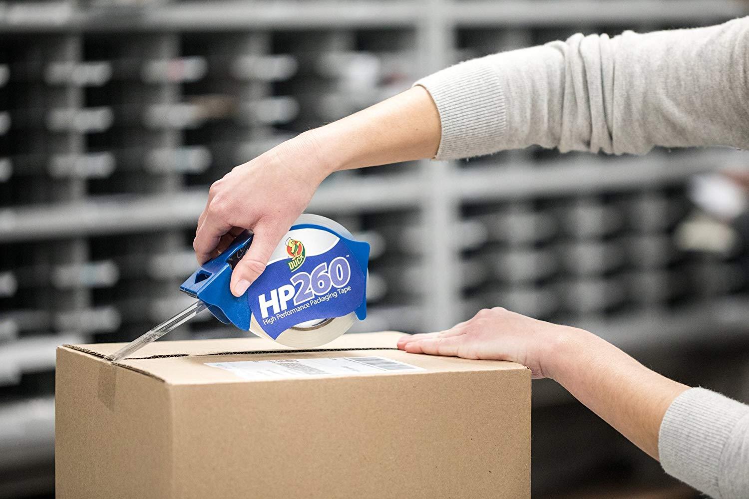 Duck HP260 Packing Tape, 4 Rolls With Dispensers, 1.88 Inch x 60 Yard, Clear (847667)