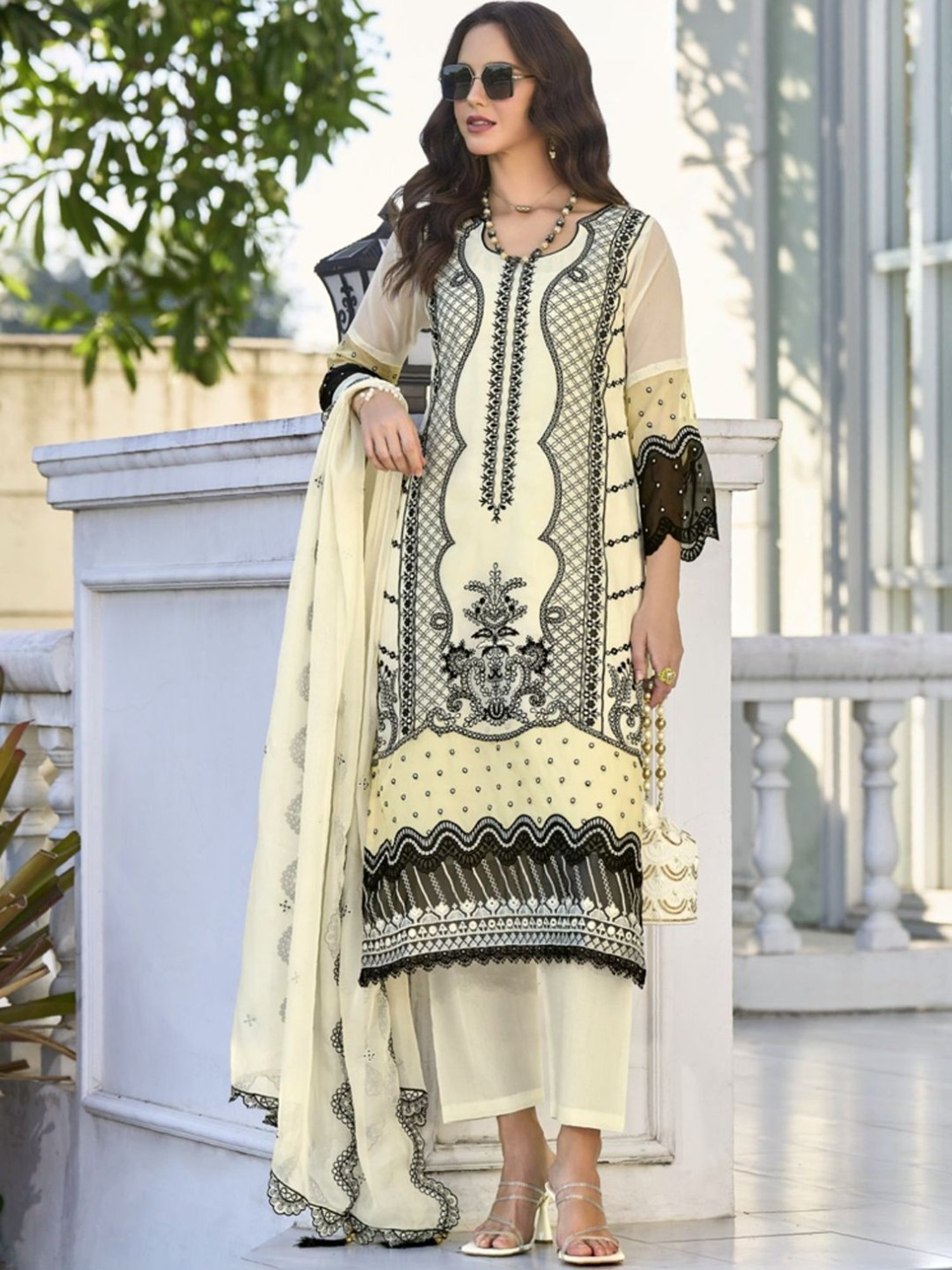 Autumnlane Blue Neelima Angel Full Embroidered Heavy Pakistani Kurta with Pant and Dupatta