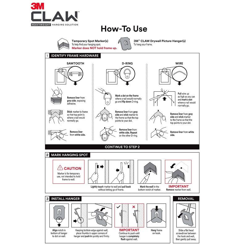 3M 25lb CLAW Drywall Picture Hanger with Spot Marker