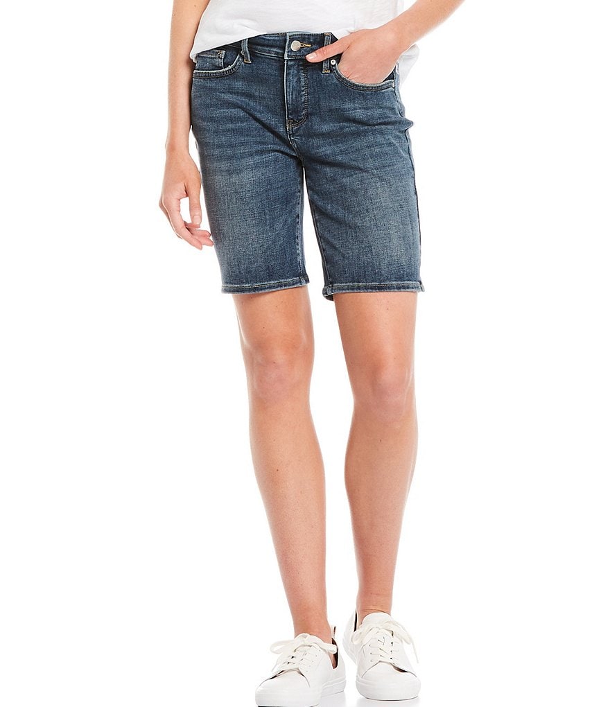 NYDJ Ella Side-Slit Hem High Rise Shorts