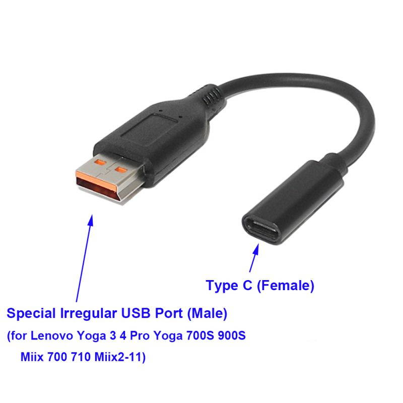 2-Pack USB C Type C Female Power Converter Cable for Lenovo Yoga 3 Pro 4 Pro Yoga 700 Yoga 900