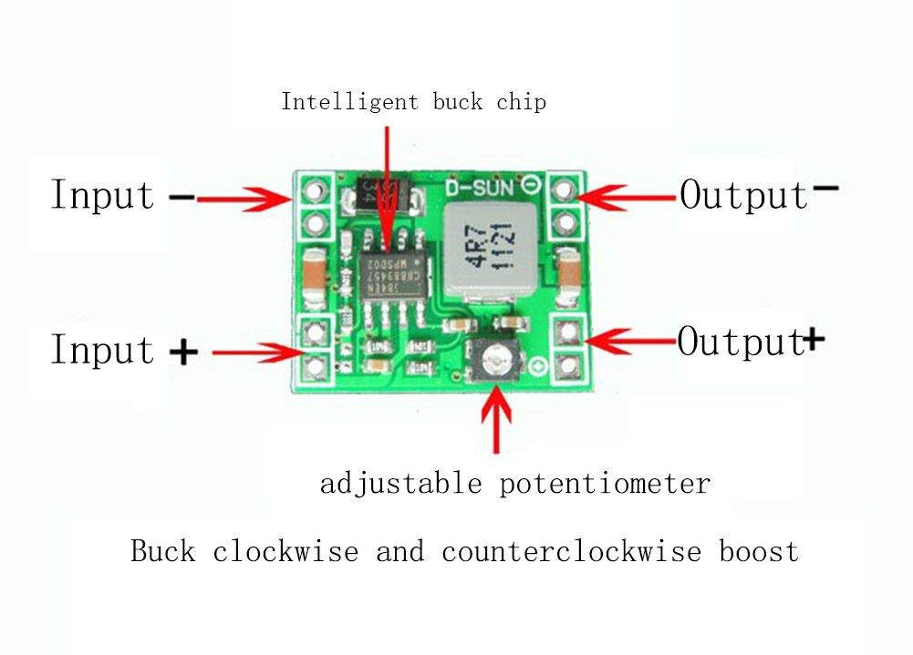 Qunqi 5pack MP1584EN ultra Small DC-DC 3A power Step-Down Adjustable Module Buck Converter 24V To 12v 9V 5V 3V for Arduino