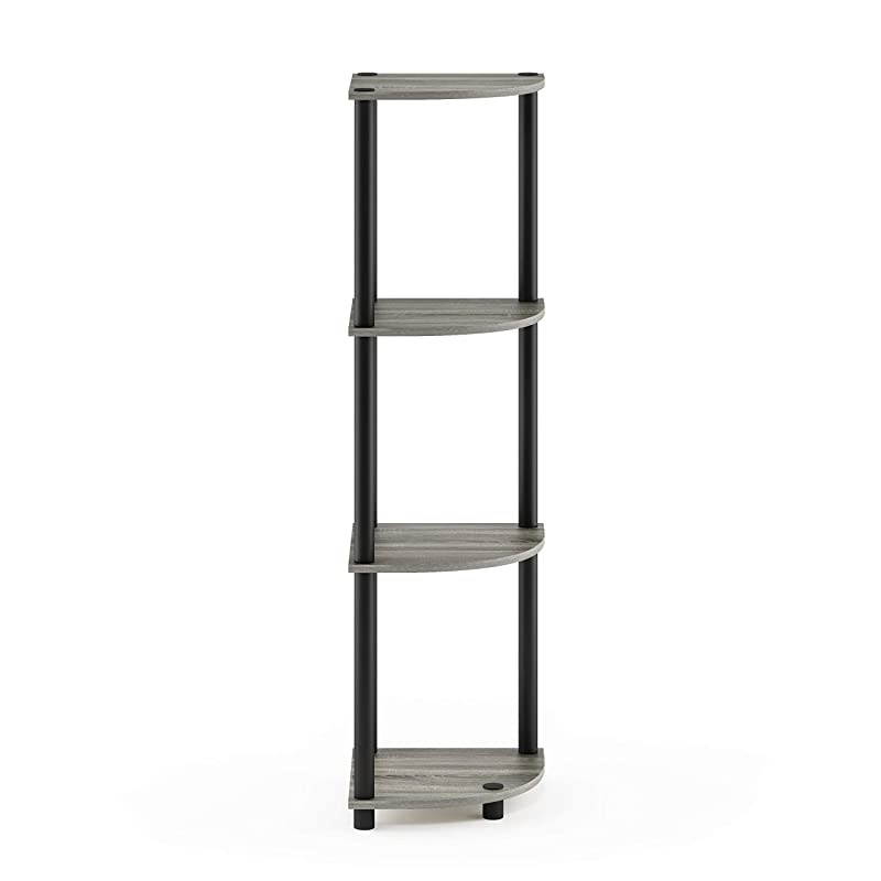 12078GYWBK TurnNTube 4Tier Corner Display Rack Multipurpose Shelving Unit French Oak GreyBlack