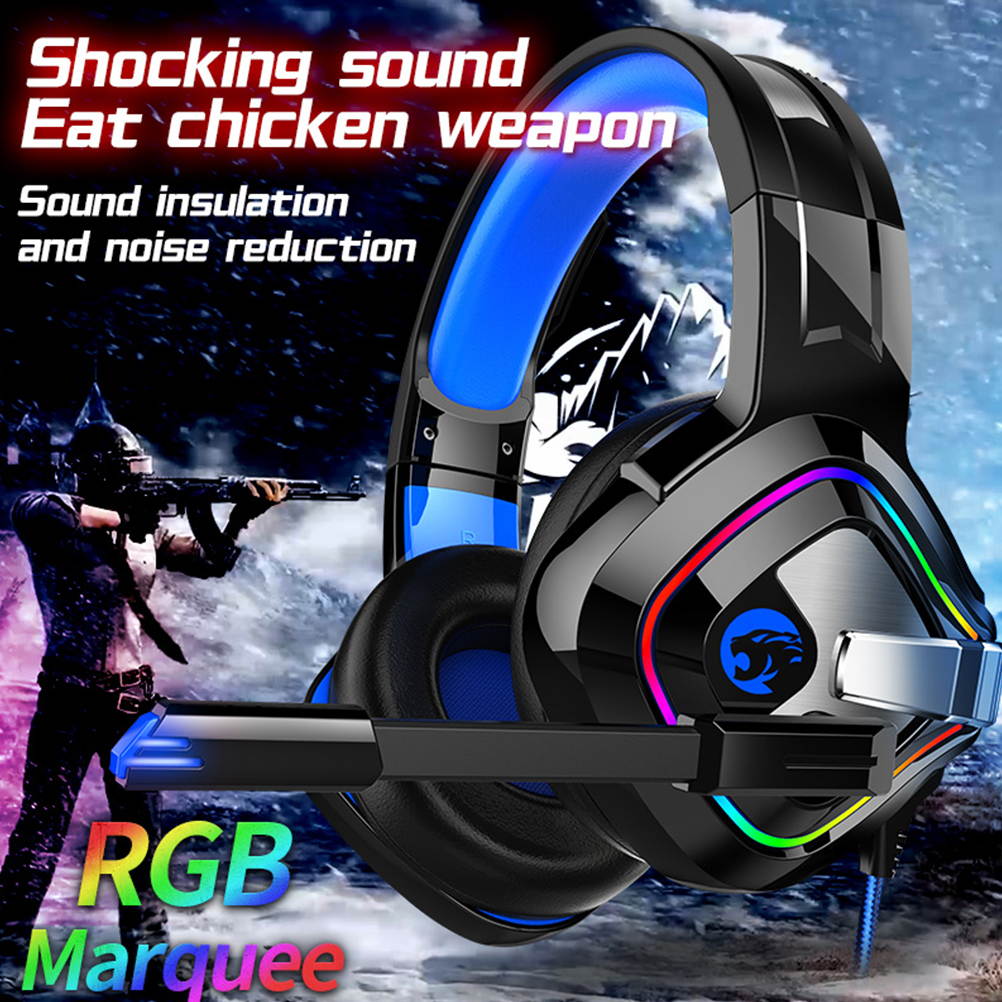 UKCOCO Gaming Headset Wired Headphones with Microphone, Enhanced 7.1 Surround Sound, USB Plug and 3.5mm Cable