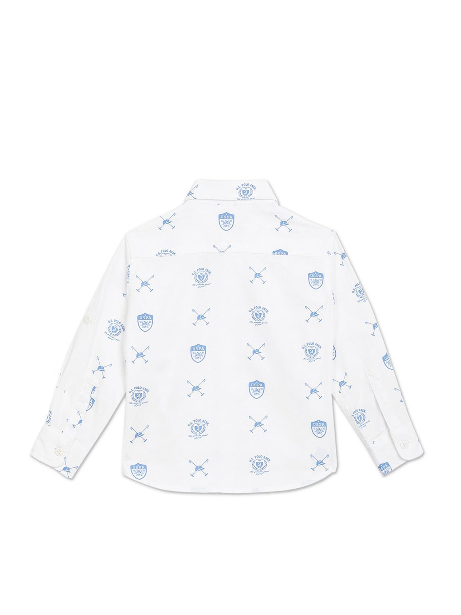 U.S. Polo Assn. Kids White Printed Full Sleeves Shirt