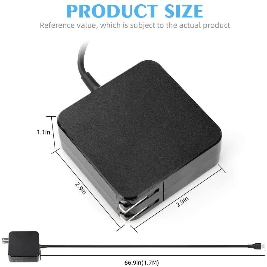 65W/61W 1.5A Notebook Tablet PC Type C Power Adapter for ASUSHPAcerApple MacBookHuawei MatebookRedimibookand Any Other Laptops or Smart Phones with The USB C Interface
