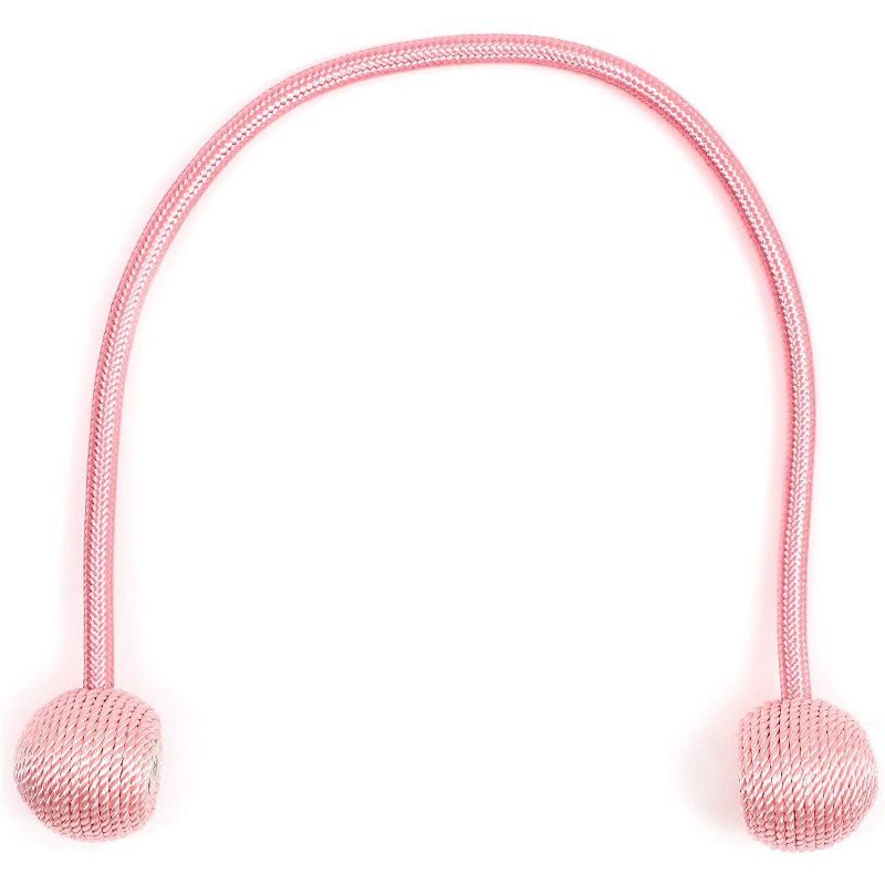 Juvale 4-Pack Window Curtain Tiebacks Magnetic Hook, Decorative Rope Curtain Holdback Tie Backs Holders, Pink, 19 inch