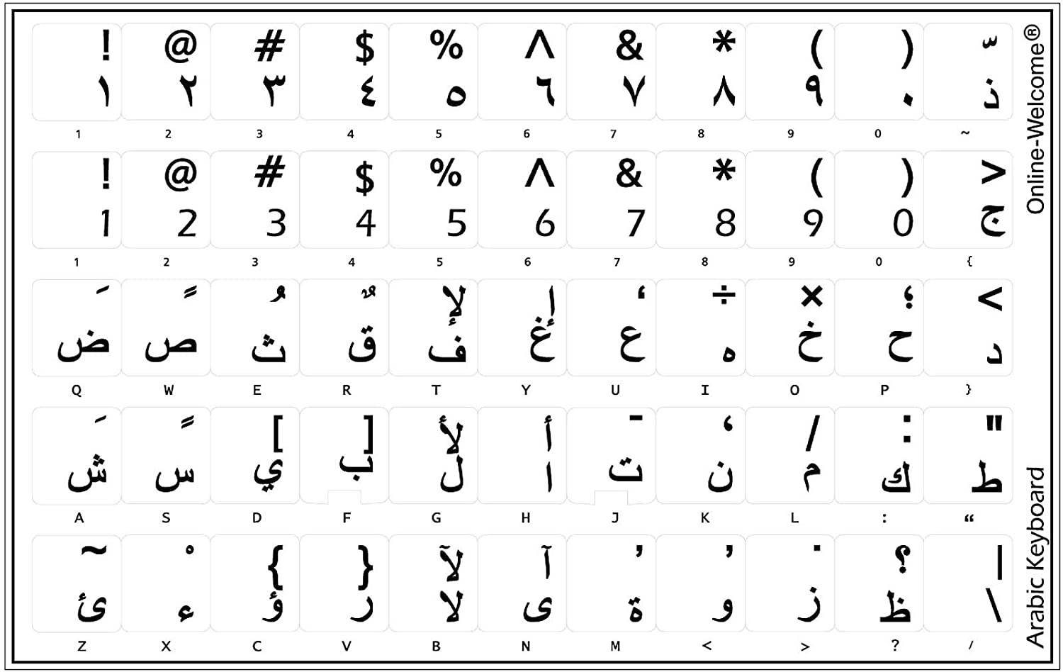 Arabic Stickers for Keyboard with Black Letters Transparent for Computer LAPTOPS Desktop