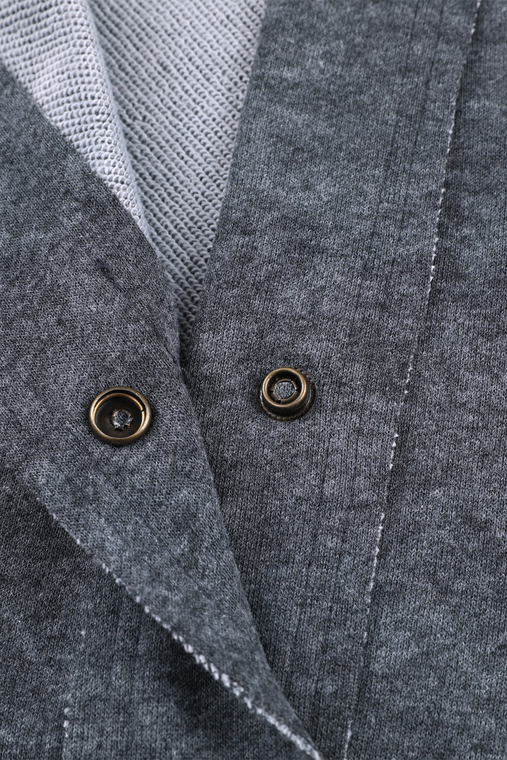 Gray Snap Button Casual Flap Pockets Washed Jacket