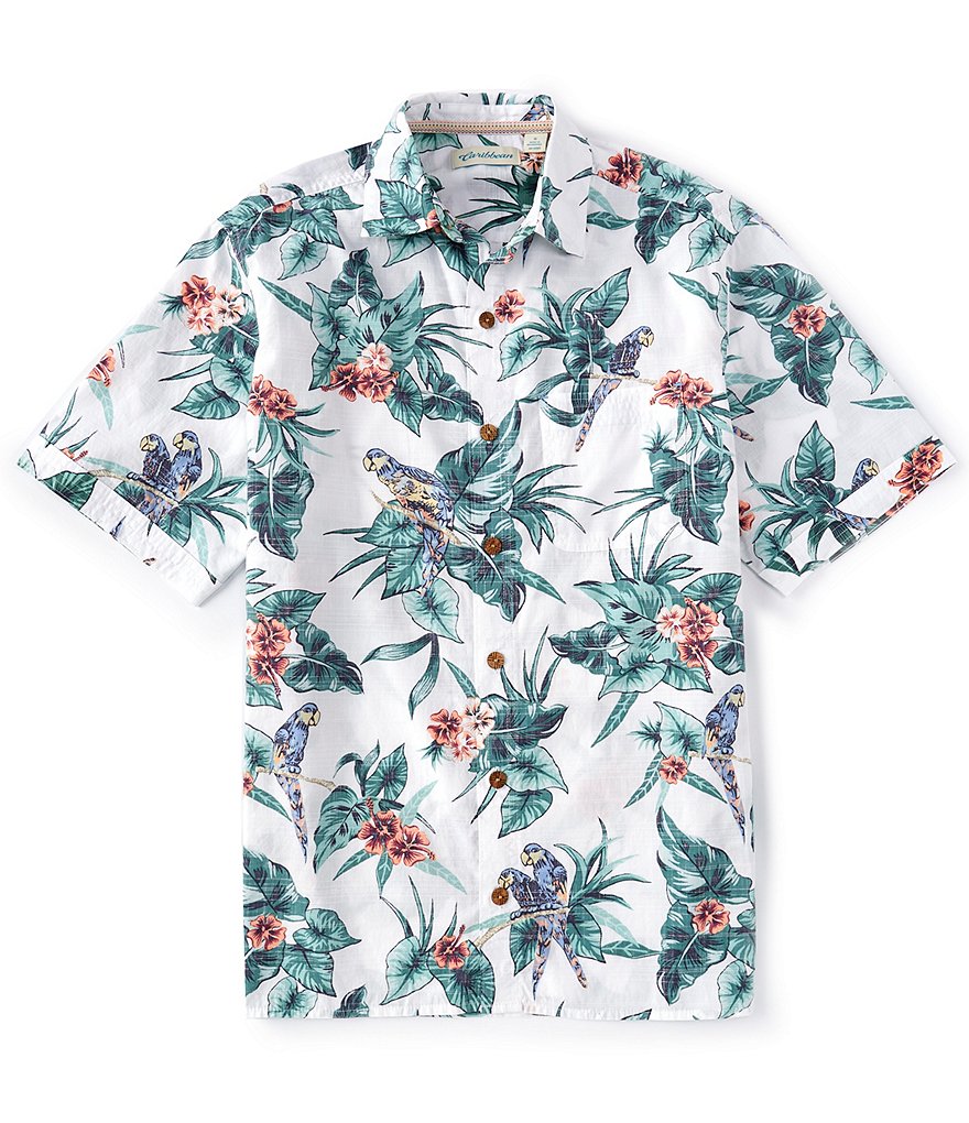 Caribbean Reverse Print Short-Sleeve Woven Shirt