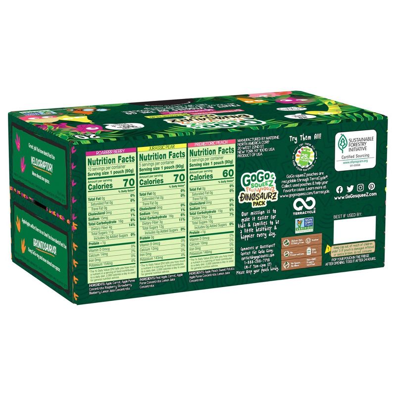GoGo SqueeZ Fruit & VeggieZ Dino Variety Pack - 3.2oz/20ct
