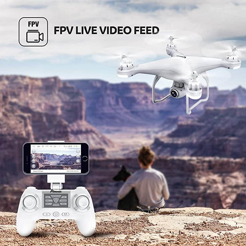 T25 GPS Drone, FPV RC Drone with Camera 1080P HD WiFi Live Video, Dual GPS Return Home, Quadcopter with Adjustable Wide-Angle Camera- Follow Me, Altitude Hold, Long Control Range, White
