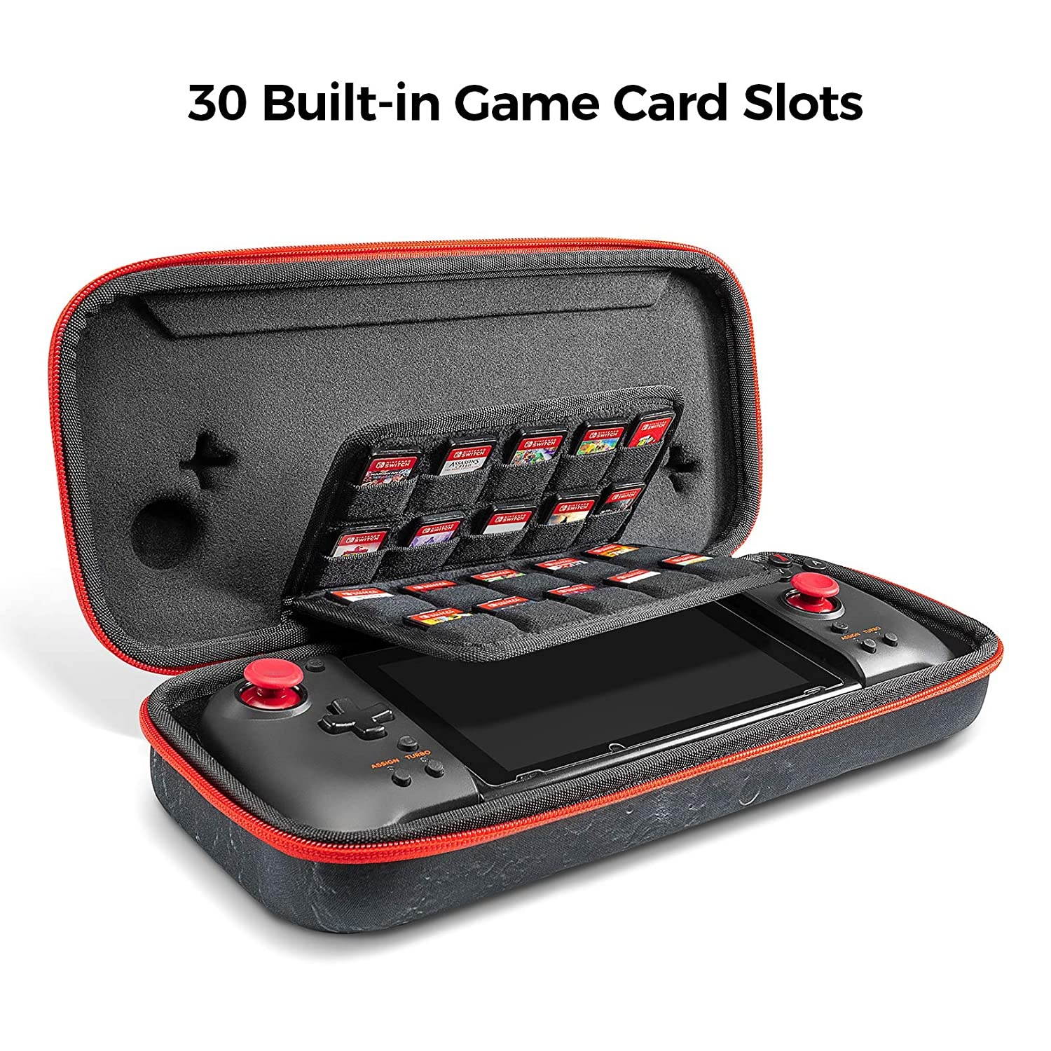tomtoc Carry Case for Nintendo Switch Hori Split Pad Pro Controller, Grip Protective Carrying Case Case mit 30 Game Cartridges, Moon Theme Limited Edition