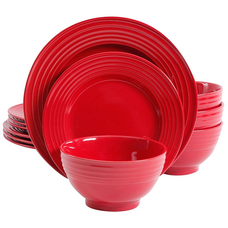 Vremi 16 Piece Multicolor Porcelain Dinnerware Set with 4 Dinner Plates, 4 Dessert Plates, 4 Salad/Soup Bowls, & 4 Coffee/Tea Mugs