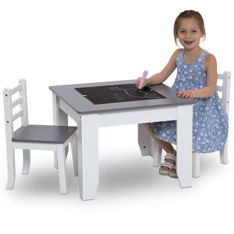 Delta Children Chelsea Wood Table and Chair Set - Gray/White