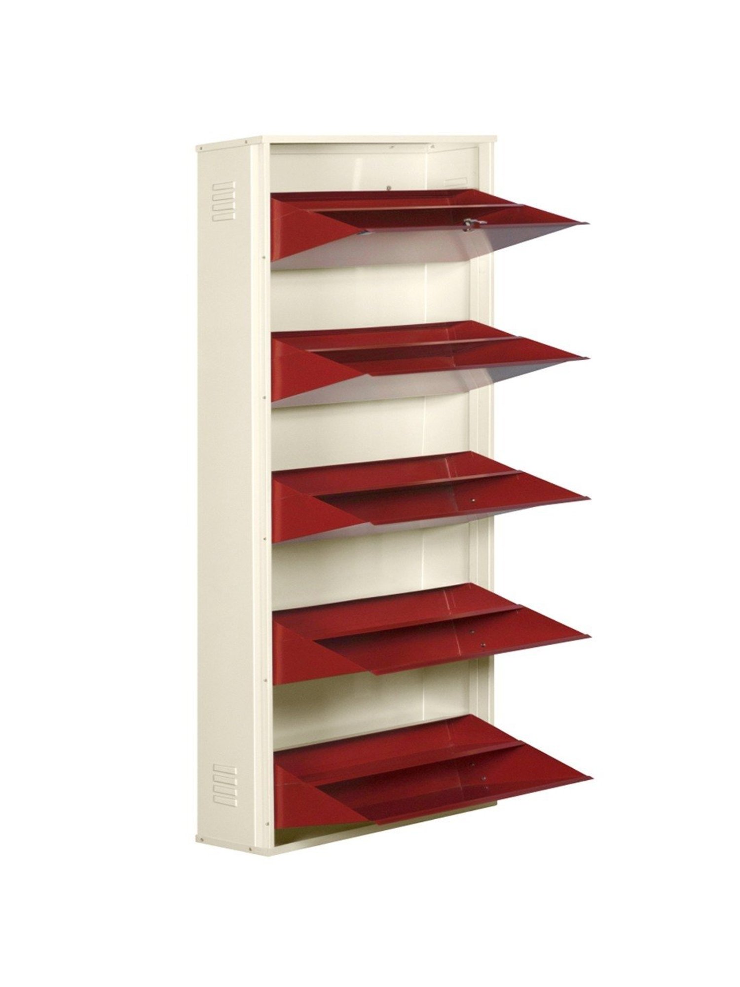 Delite Kom Double-Decker Ivory Brick Red Wall Mounted Metal Shoe Rack (10 Shelves DIY)