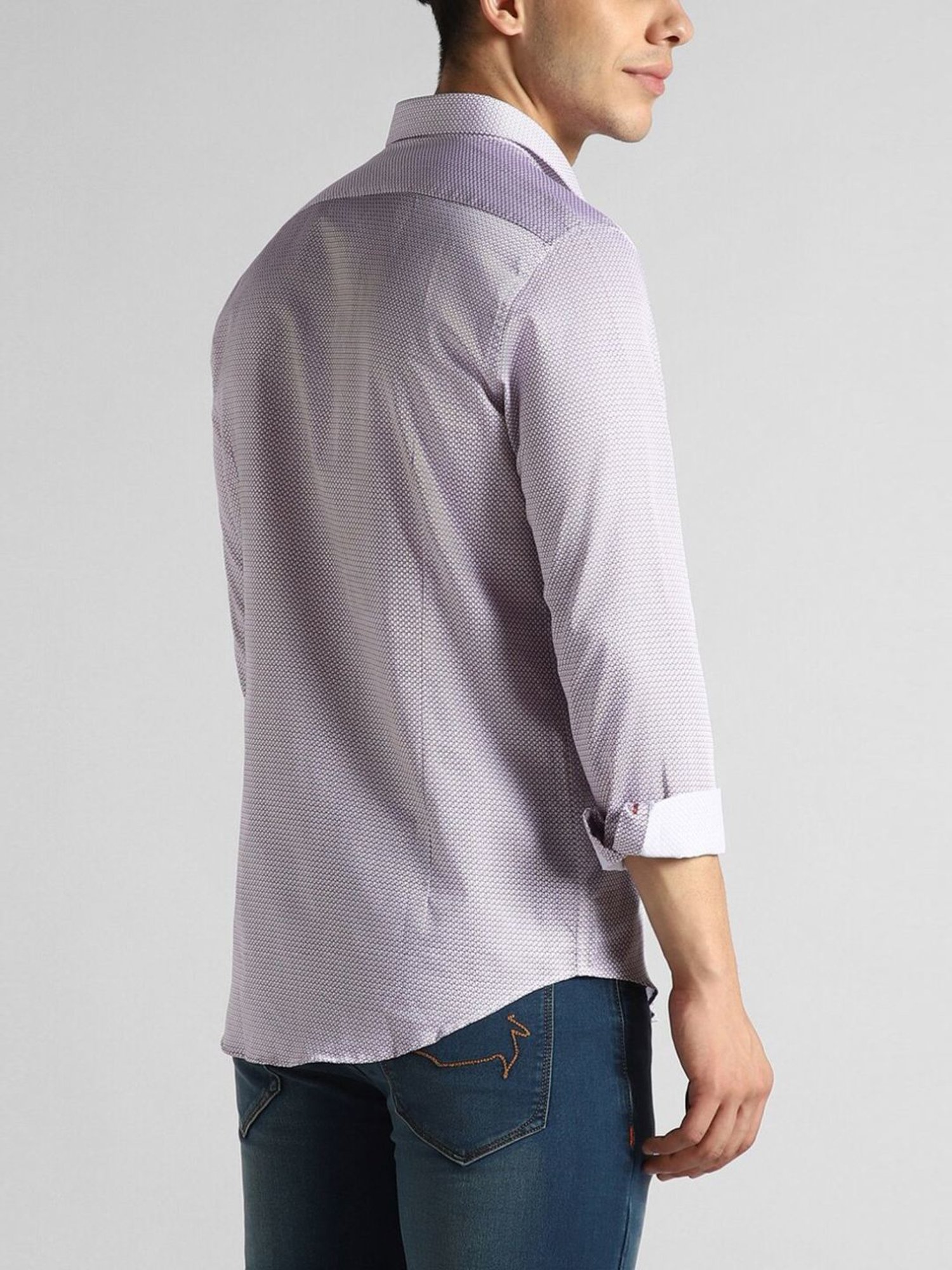 Simon Carter London Purple Printed Slim Fit Shirt
