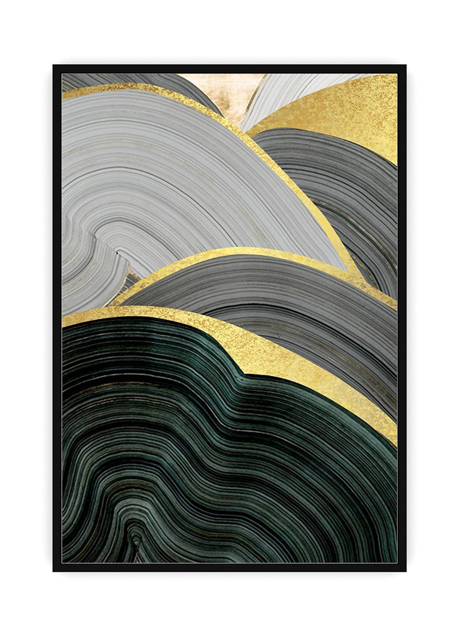 Art Street Modern Veins Printed Black Engineered Wood Wall Art