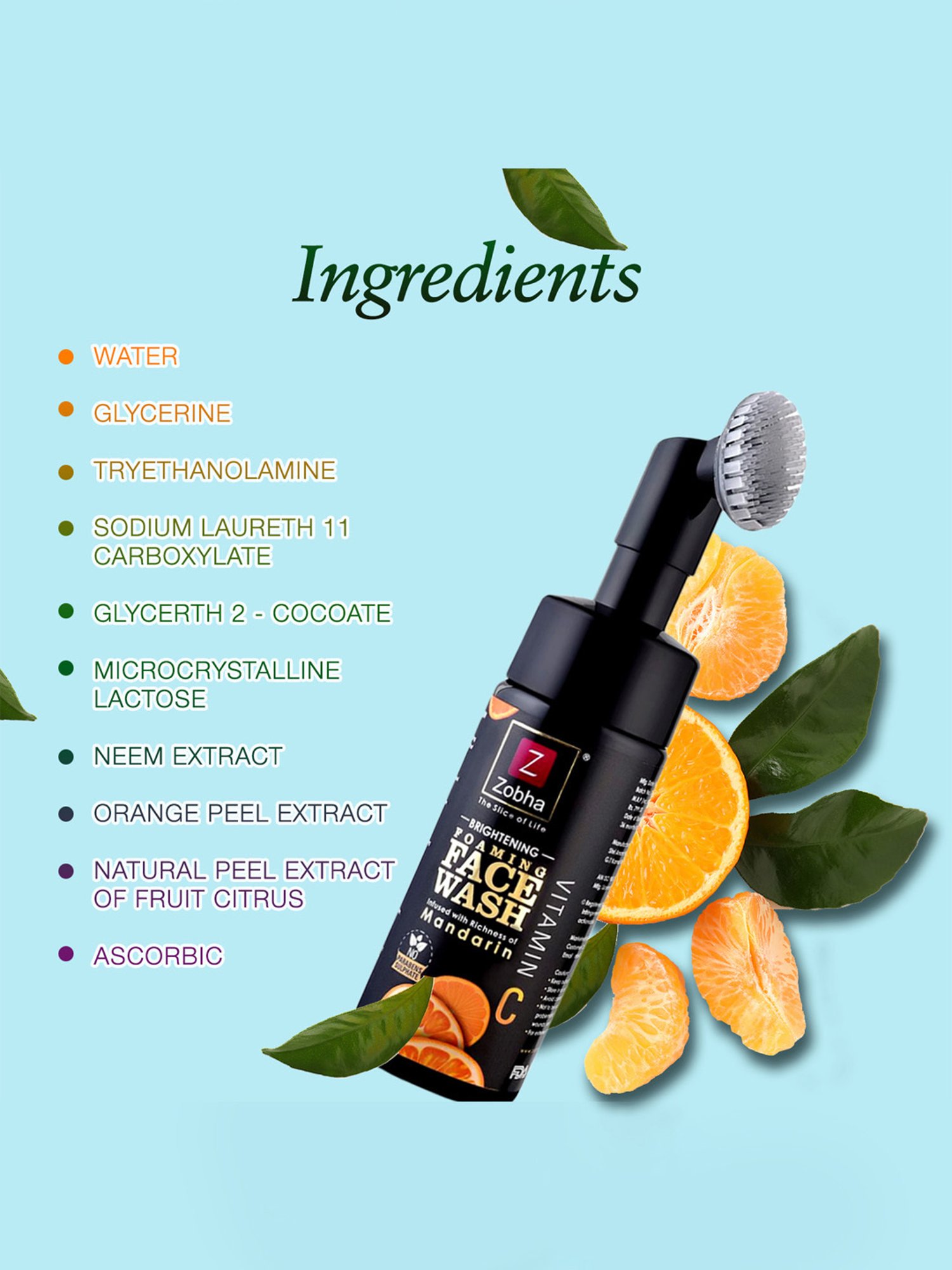Zobha Mandarin Vitamin C Foaming Face Wash - 150 ml