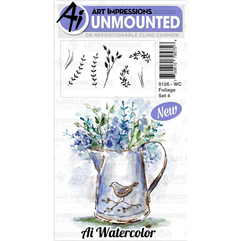 Art Impressions Watercolor Cling Rubber Stamps-Foliage Set 4