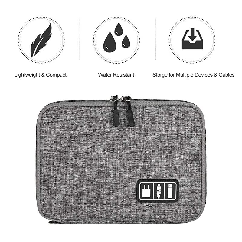 Electronics Organizer  Electronic Accessories Cable Organizer Bag Waterproof Travel Cable Storage Bag for Charging Cable Cellphone Mini Tablet and More Grey Large