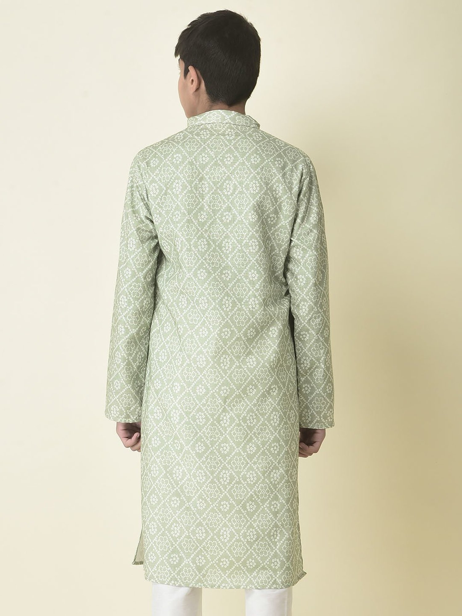 TABARD Kids Green Printed Full Sleeves Kurta