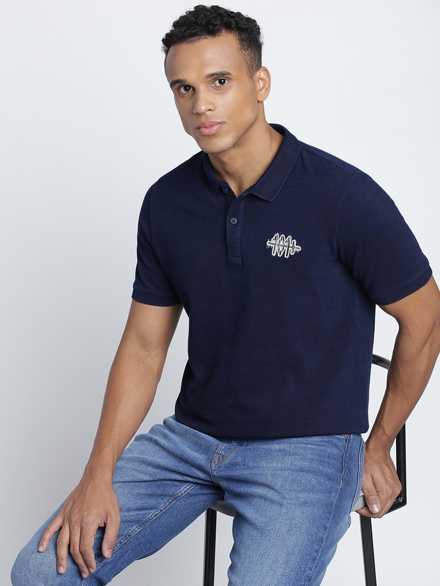 Lee Indigo Cotton Slim Fit Polo T-Shirt