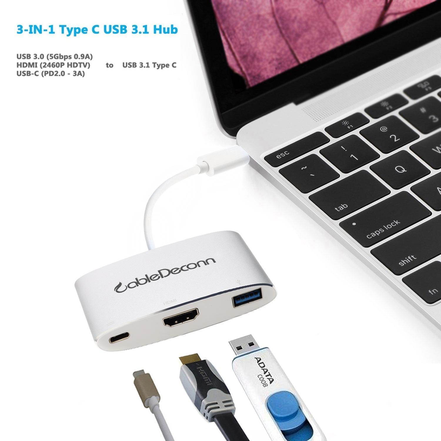 USB C 3.1 to 3.0 HUB+ HDMI VGA Type C Female Charger Adapter for Apple Macbook