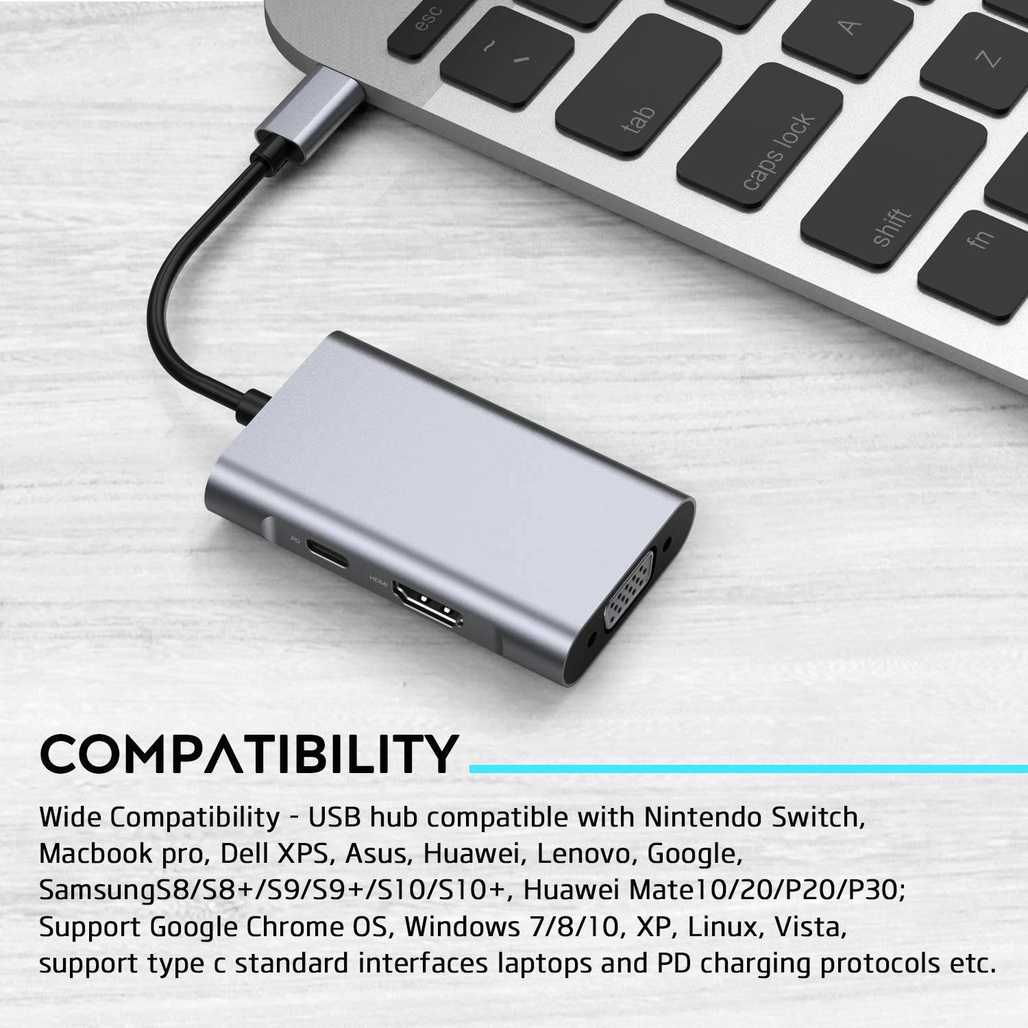 USB C to SD/MicroSD Card Reader, Nurbenn USB Type C[Thunderbolt 3] SD Adapter Compatible for MacBook Pro, MacBook,MacBook Air/iPad Pro 2018, Samsung Galaxy S10/S9/S8, Surface Book 2 and More - Gray