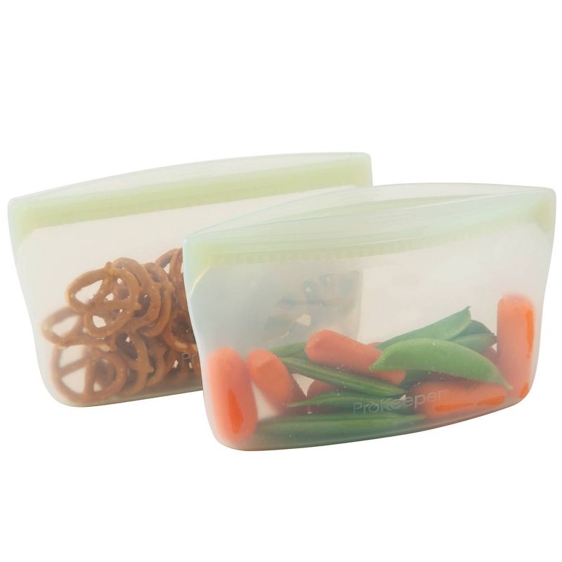Progressive Reusable Silicone 2pk Snack Bag - Eggshell Green