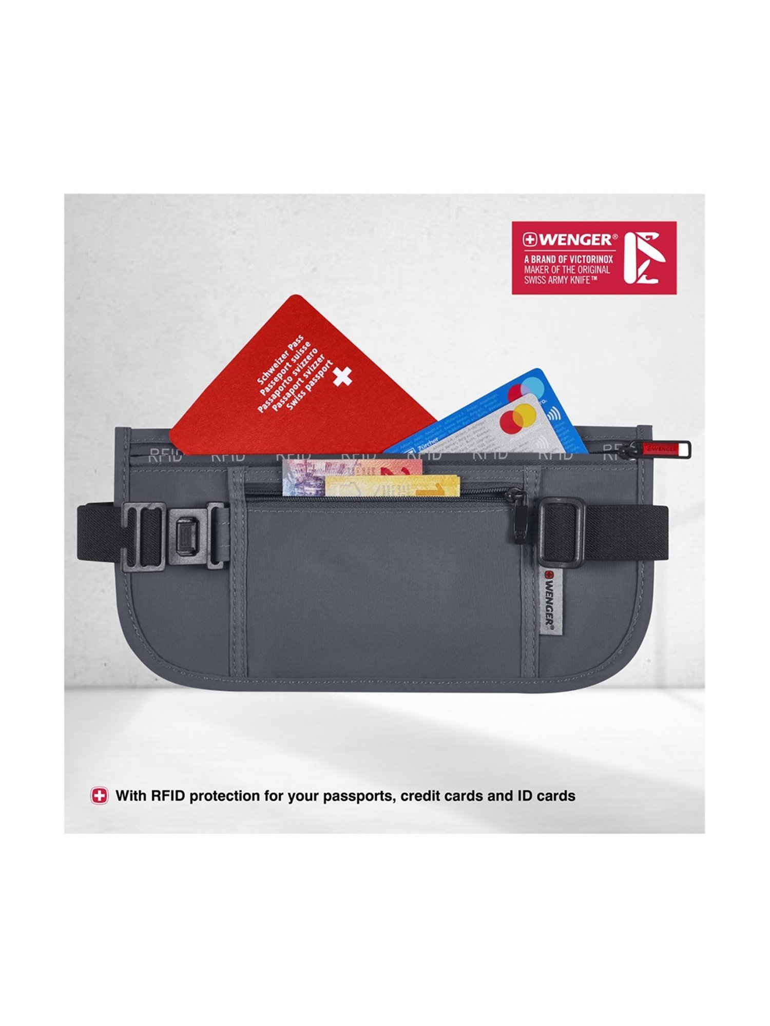 Wenger Grey Solid Small Waist Pouch