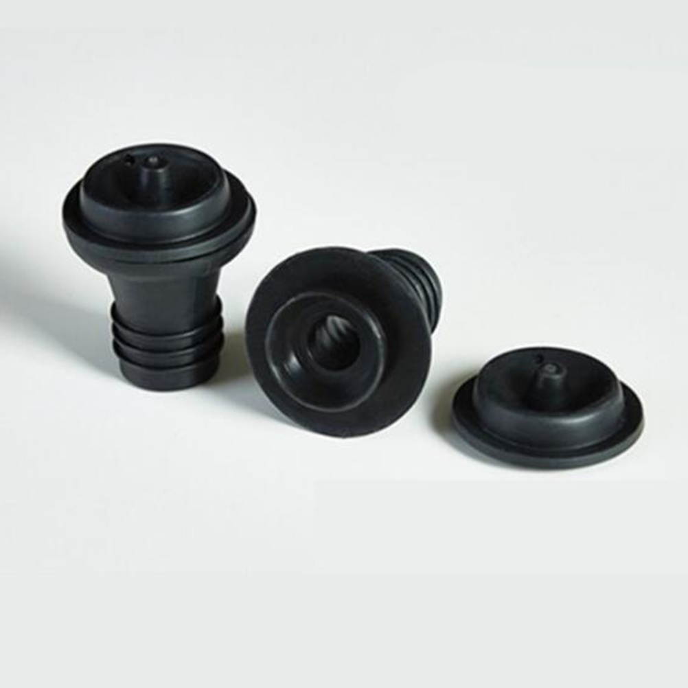 5pcs Creative Silicone Wine Bottle Stoppers Champagne Stopper Beverage Closure Wine Bottle Plug for Bar Club Party (Black)