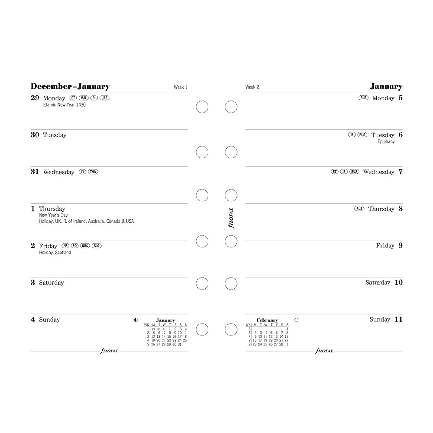 Filofax 2016 Week Per Page Refill, January 2016 to December 2016, Pocket Size, English (C68226-2016)