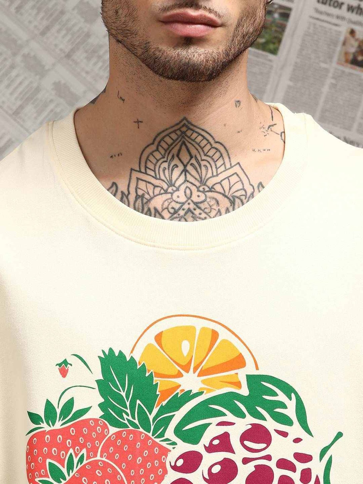 Difference Of Opinion Off White Loose Fit Printed Unisex T-Shirt