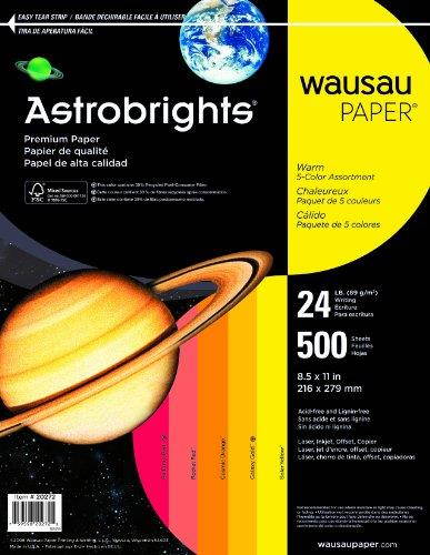 Neenah Paper Astrobrights Colored Paper 24lb 8-1/2 x 11 Warm Assortment 500