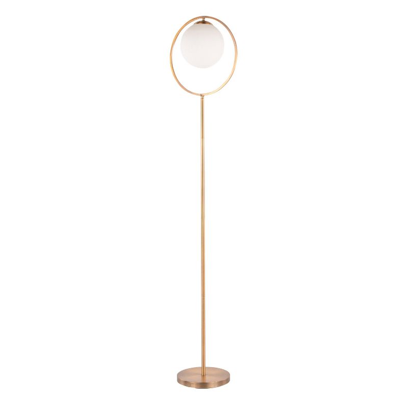 Metal and Frosted Glass Moon Contemporary Floor Lamp Gold (Includes LED Light Bulb) - LumiSource